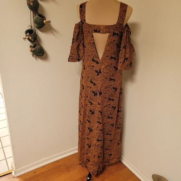 & Other Stories Blue and Gold Brocade Dress - Picture 5 of 6